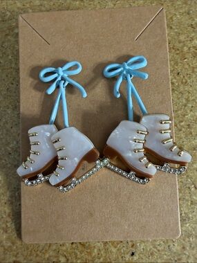 Sugarfix Women’s Ice Skate Drop Earrings - Light Blue and White